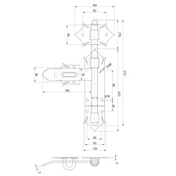 Rígeľ  16mm, L: 270mm, ozdobný, povrch čierny lak Rígeľ  16mm, L: 270mm, ozdobný, povrch čierny lak